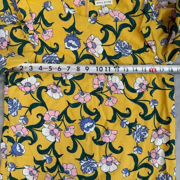Moon River Women’s Yellow Floral Dress Size XS Short Sleeve Casual Spring - Picture 9 of 9